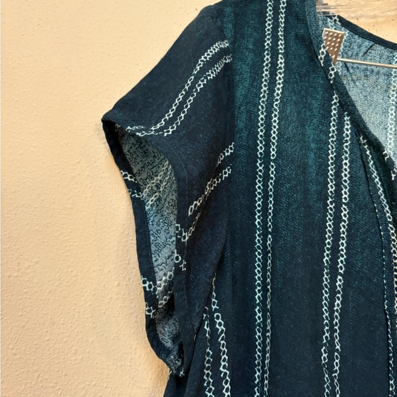 Sonoma Boho Tassel Top XL Blue Rayon Peasant Blouse Lightweight Spring - Picture 3 of 6